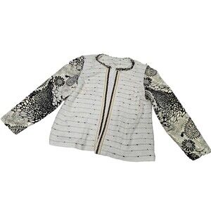 Chico’s Women's Long Sleeve Pattern Black/White Open Front Jacket Size 3